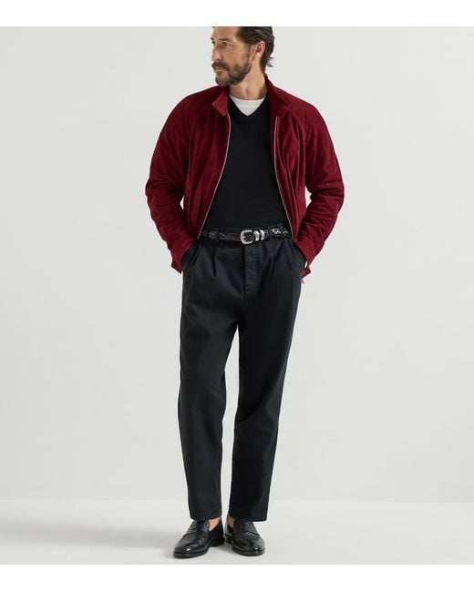Brunello Cucinelli Black Cashmere-Silk V-Neck Sweater for men