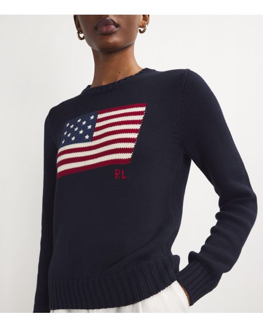 Polo Ralph Lauren Blue Cotton American Flag Sweater