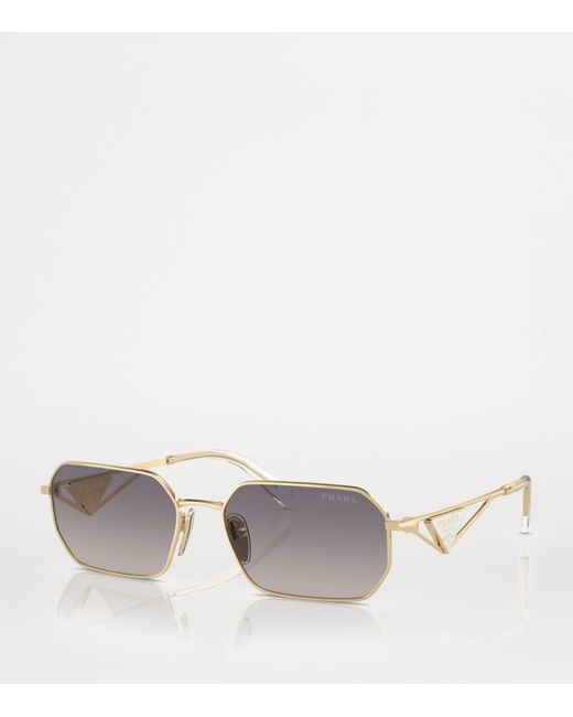 Prada Gray Metal Rectangular Sunglasses