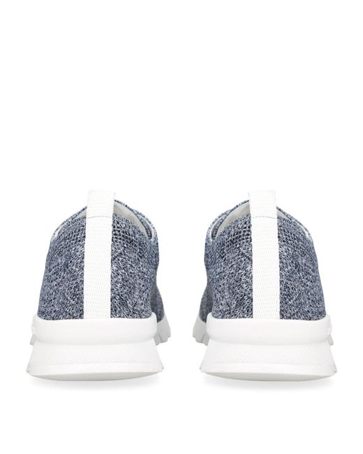 Kiton Blue Knitted Lace-up Sneakers for men