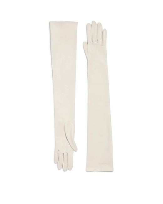 Balenciaga White Leather Gloves