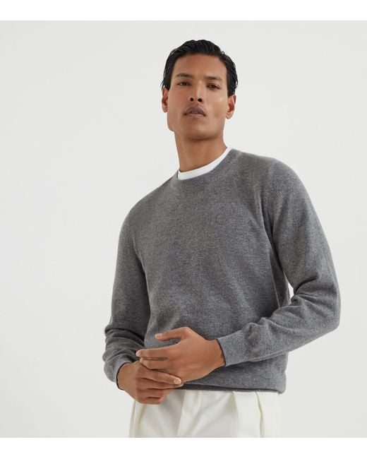 Brunello Cucinelli Gray Cashmere Sweater for men