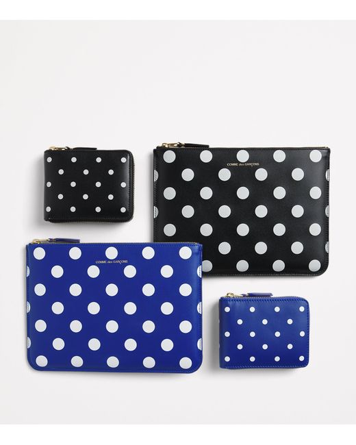 Comme des Garçons Blue Leather Polka-Dot Zipped Wallet for men