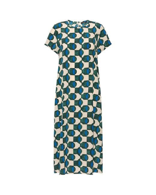 Weekend by Maxmara Green Silk Printed Midi Dress