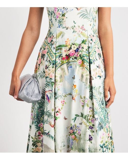 Camilla White Stretch-Cotton Art For The Empress Flared Midi Dress