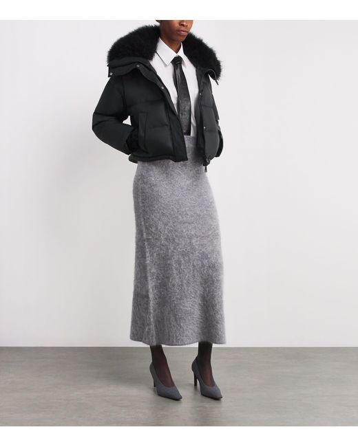 Yves Salomon Black Waterproof Fur-Trim Down Jacket