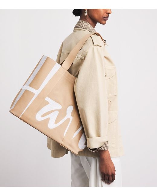 Harrods Natural Medium Logo Tote Bag