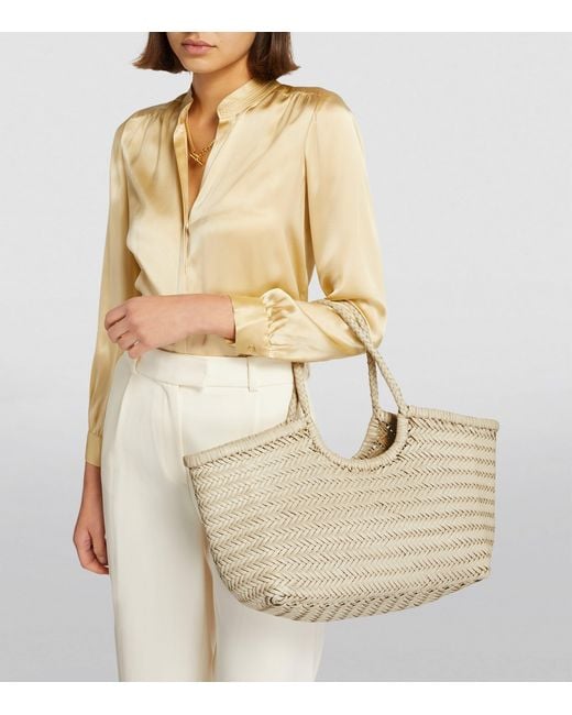 Dragon Diffusion Natural Large Leather Woven Nantucket Tote Bag