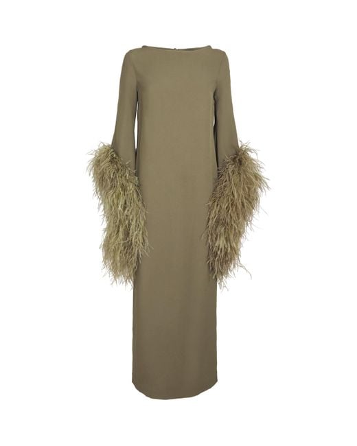 ‎Taller Marmo Green Feather-Trim Del Lago Gown