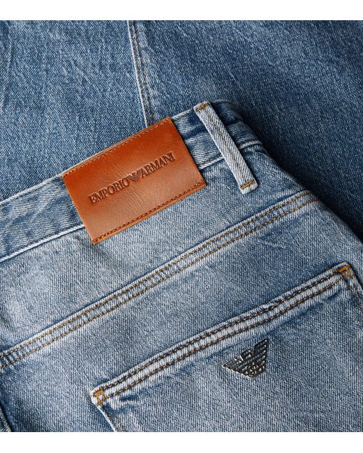 Emporio Armani Blue Distressed Mid-rise Slim Jeans for men