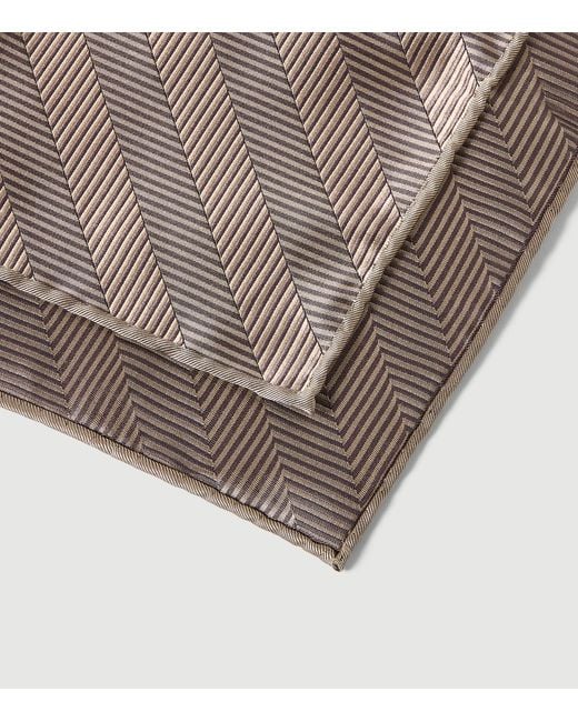 Brunello Cucinelli Brown Silk Chevron Pocket Square for men