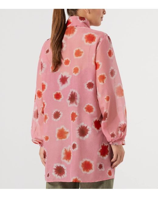 Marina Rinaldi Pink Cotton-Silk Printed Blouse