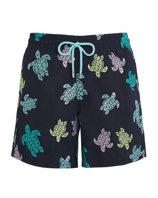 Vilebrequin Blue Embroidered Turtle Mistral Swim Shorts for men