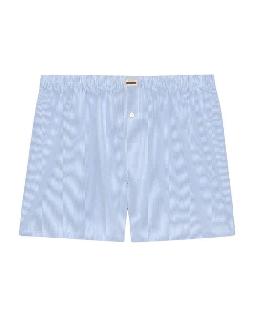 Gucci Blue Cotton Striped Boxer Shorts for men