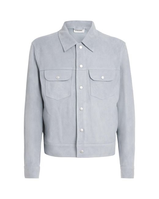 FRAME Blue Suede Trucker Jacket for men