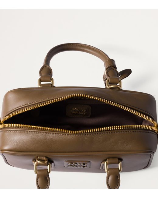 Miu Miu Brown Leather Arcadie Top-Handle Bag