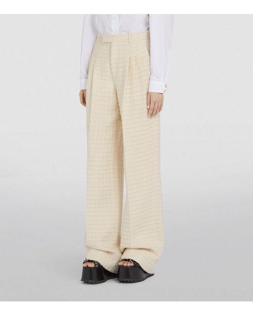 Gucci White Tweed Tailored Trousers
