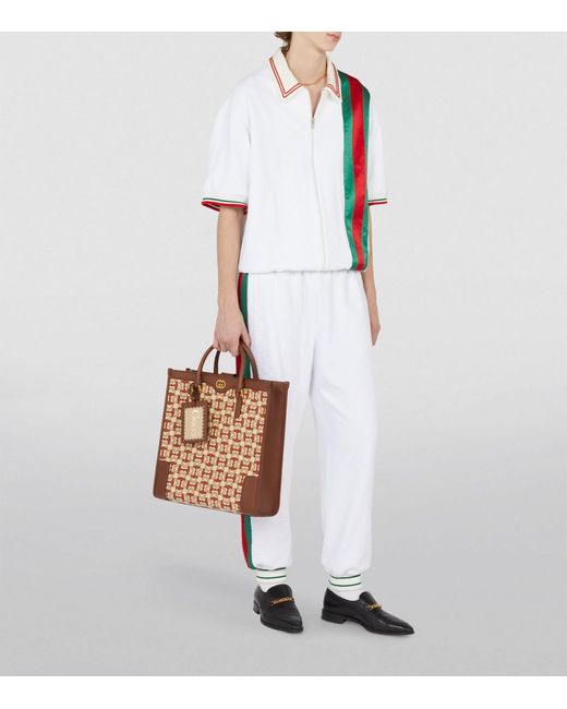 Gucci White Towelling Gg Sweatpants for men