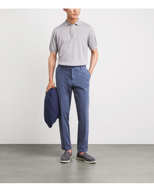 Boss Gray Virgin Wool Polo Shirt for men