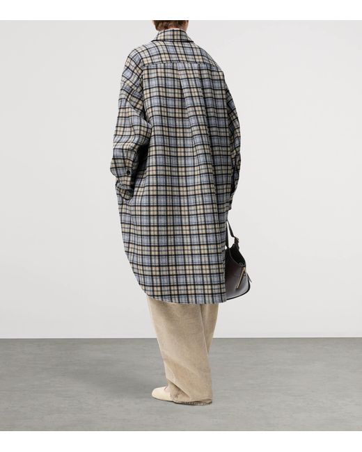 Loewe Gray Wool-Cashmere Check Coat