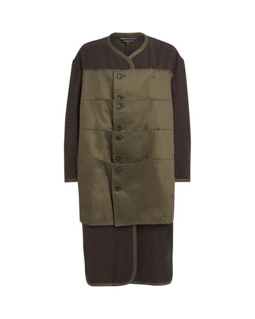Comme des Garçons Green Wool-Blend Layered Overcoat for men