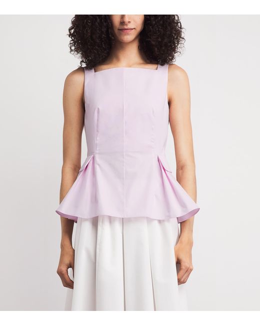 Adam Lippes Pink Cotton Soleil Peplum Top