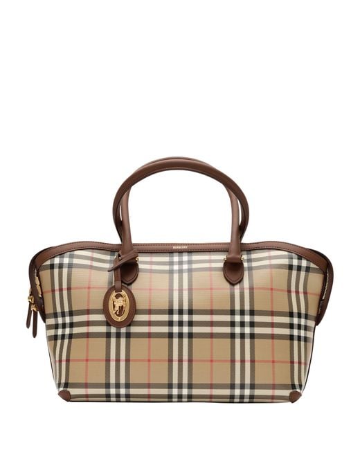 Burberry Metallic Small Check Zipped Tote Bag