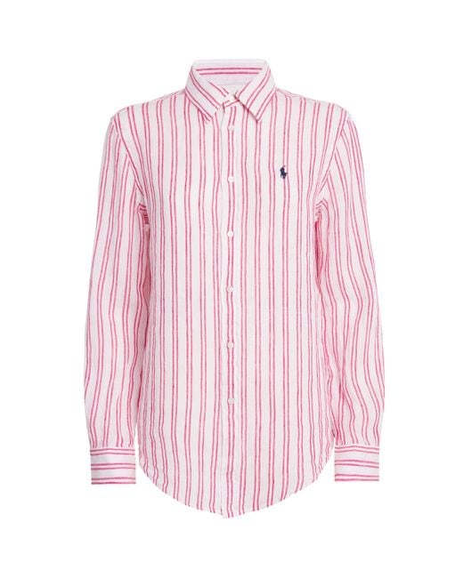Polo Ralph Lauren Pink Linen Stripe Shirt