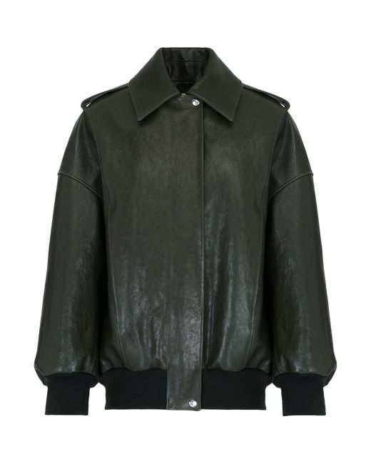 Alexander McQueen Black Leather Aviator Bomber Jacket