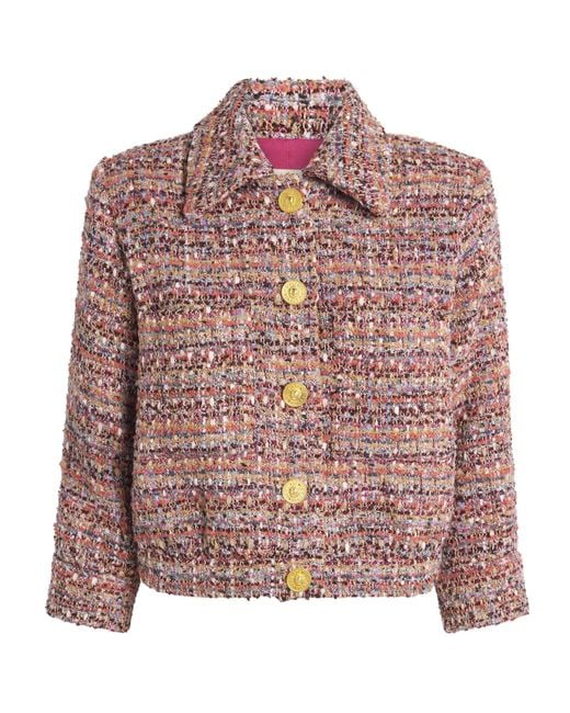 L'Agence Pink Tweed Cropped Jia Jacket