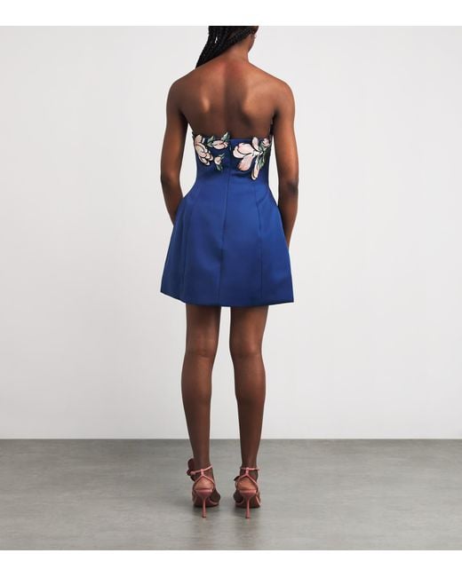 LEO LIN Blue Floral Appliqué Zaria Mini Dress