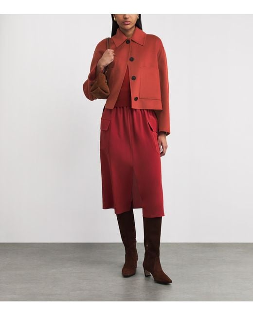 Joseph Red Wool-Silk Cropped Kalaa Jacket