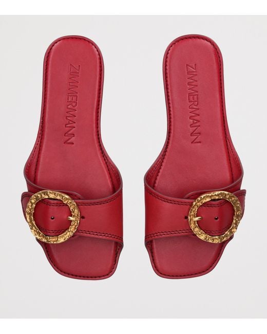 Zimmermann Red Leather Solena Slides