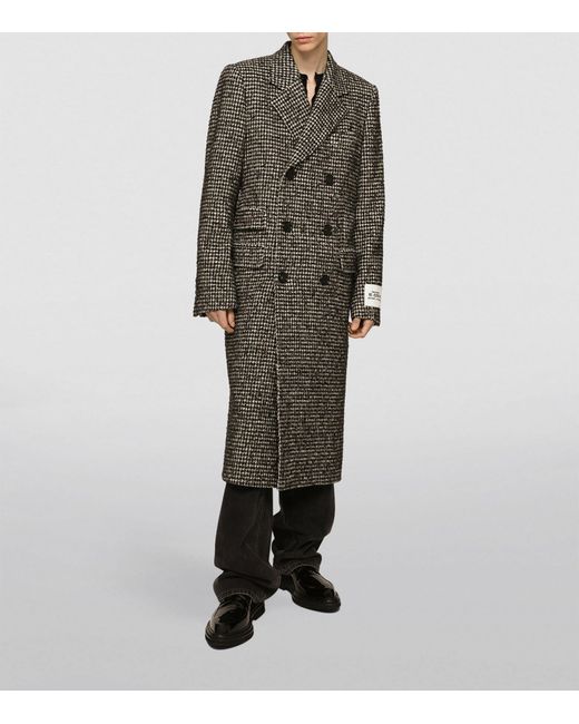 Dolce & Gabbana Gray Houndstooth Double-breasted Overcoat for men