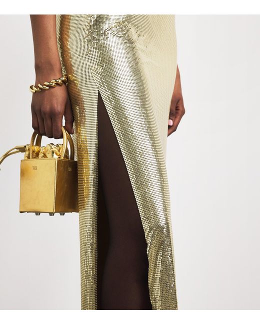 Rabanne Metallic Chainmail Cape-Detail Gown
