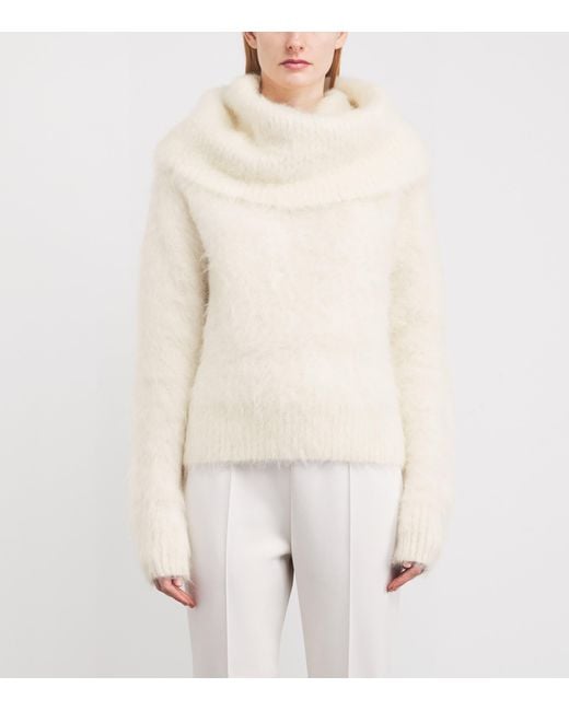 Totême  White Alpaca-Blend Funnel-Neck Sweater