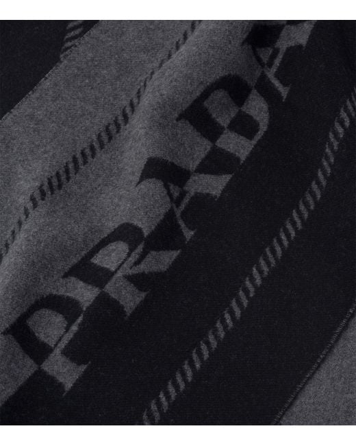 Prada Black Wool Logo Scarf for men