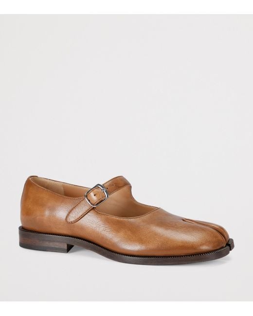 Maison Margiela Brown Sun-Bleached Leather Tabi Mary Jane Shoes