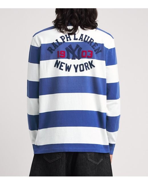 Polo Ralph Lauren Blue X Yankees Cotton Stripe Rugby Polo Shirt for men