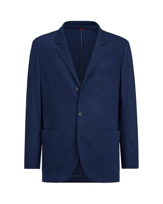 Brunello Cucinelli Blue Cashmere Jersey Blazer for men