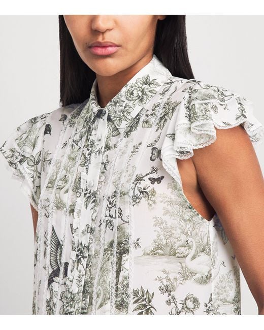 Alice + Olivia White Ruffle Minda Blouse