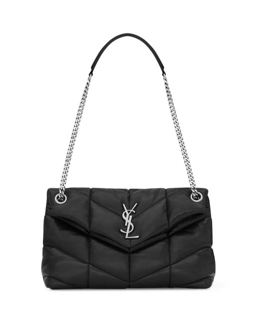 Saint Laurent Black Small Loulou Puffer Matelassé Shoulder Bag