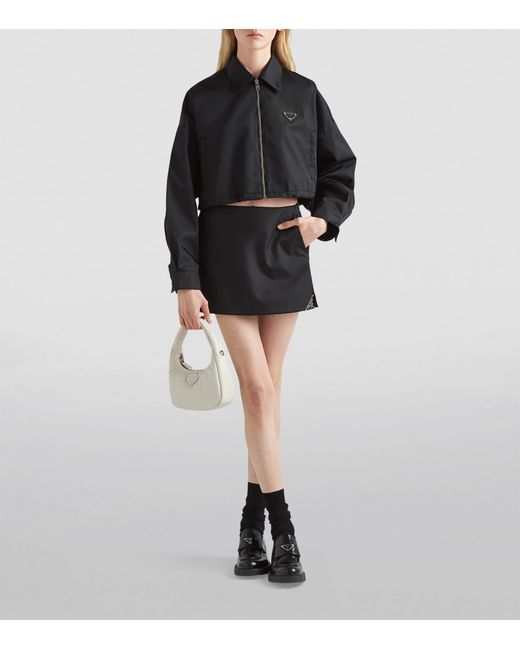 Prada Blue Crop Collared Re-Nylon Jacket