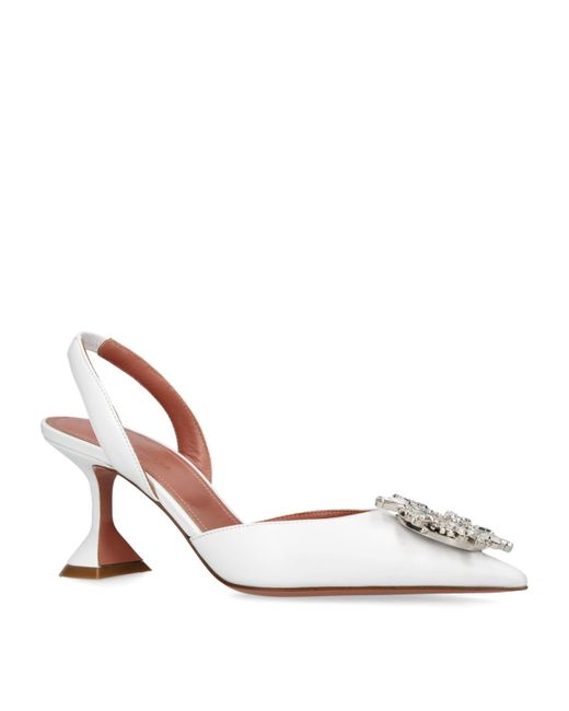 AMINA MUADDI Metallic Leather Begum Slingback Pumps 70