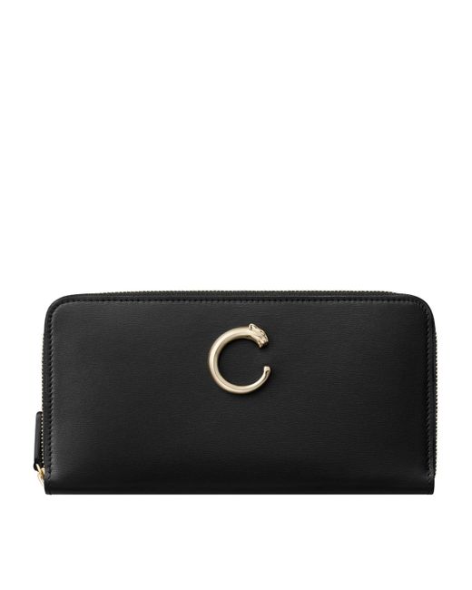 Cartier Black Calfskin Panthère De Wallet