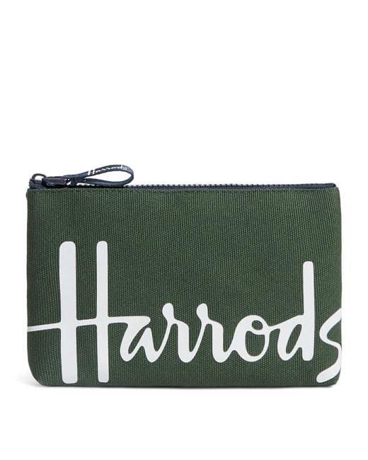 Harrods Green Small Cotton Logo Pouch for men