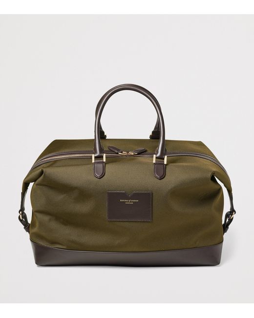 Aspinal Green Nylon Weekend Bag for men