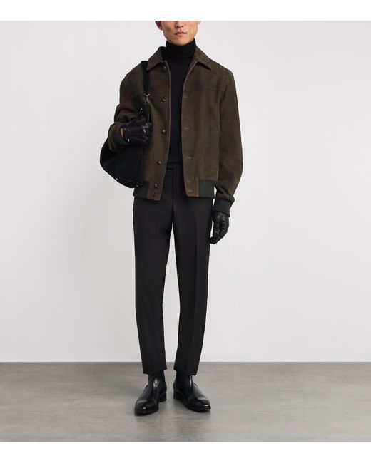 Isaia Black Wool Sanita Trousers for men