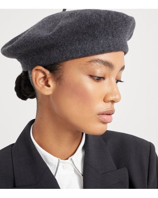 Brunello Cucinelli Black Wool Beret
