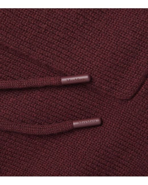 Max Mara Purple Wool-Cashmere Knitted Hoodie
